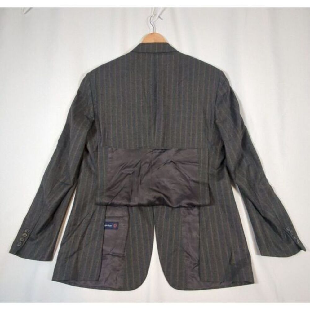 Ermenegildo Zegna Suzzara Wool Blazer Mens 44‎ Long Charcoal Striped Sport USA - Picture 3 of 14